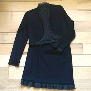 Lafayette148 NY wool/cashmere black skirt and bolero jacket suit size 4